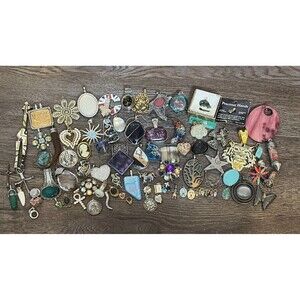 Lot 83 Vtg Modern Pendants Sterling Gold antique Carnelian Roman Cameo AB stones